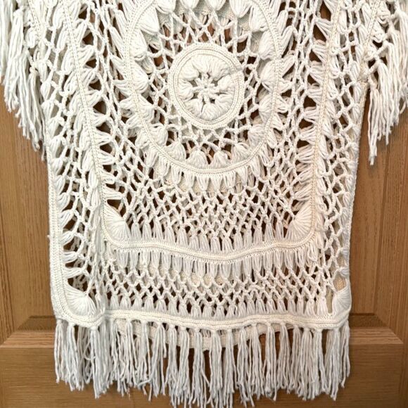 Say What? Off White Knit Crochet Tops Women's Size Medium - Picture 5 of 8